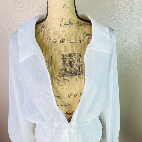 Fashion Nova Crop Top XL Relaxed Fit Long Sleeve Blouse Shirt Casual Minimalist - Picture 7 of 10